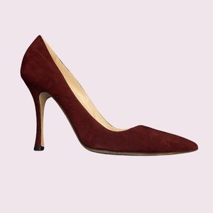Manolo Blahnik Suede Maroon Heels Size 39